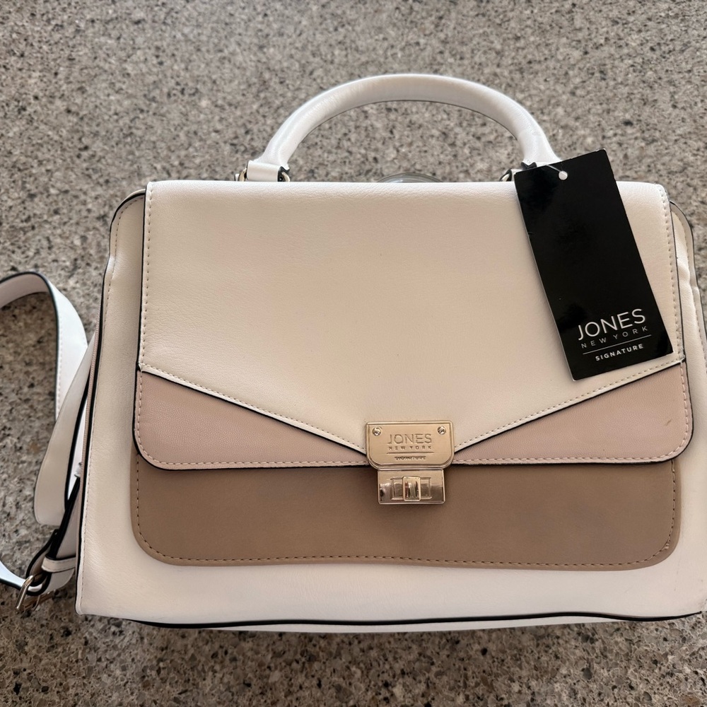 Jones New York Cream and Tan Satchel